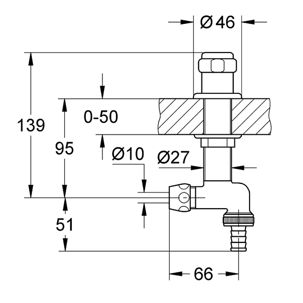Вентиль настольный 1/2, для подключения, хром Grohe 41050000