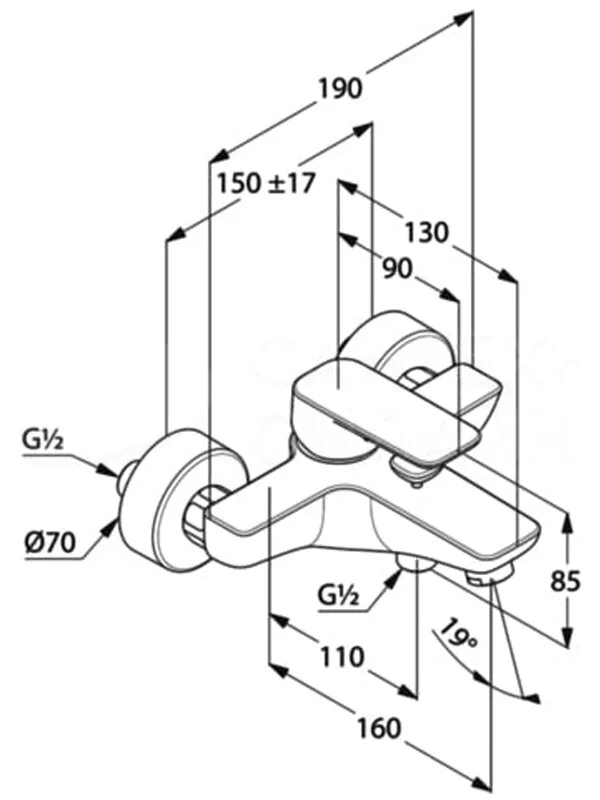 Смеситель для ванны, черный Kludi Pure&Style 406813975