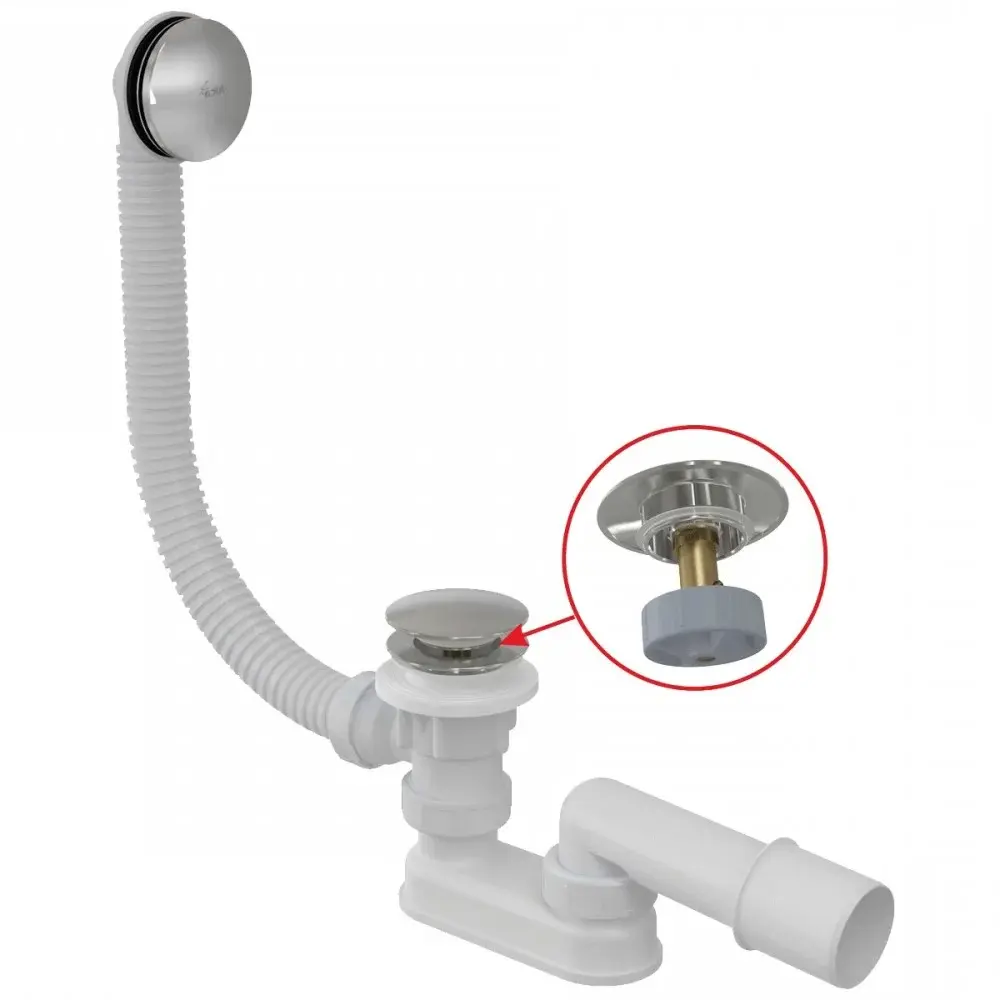 Сифон для ванны Click/Clack, хром Alсaplast A504CKM-80