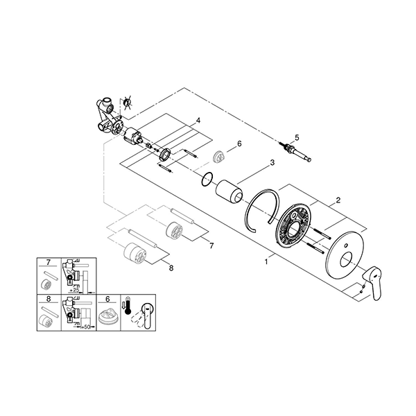 Смеситель для ванны со встраиваемым механизмом, хром Grohe BauEdge 29079000