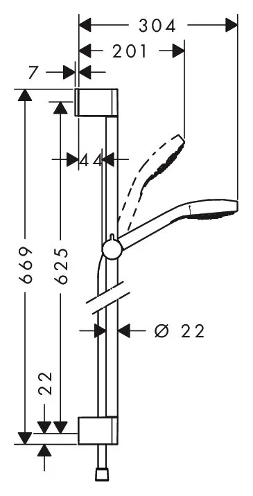 Душевой гарнитур 650, хром Hansgrohe Croma Select E 26580400