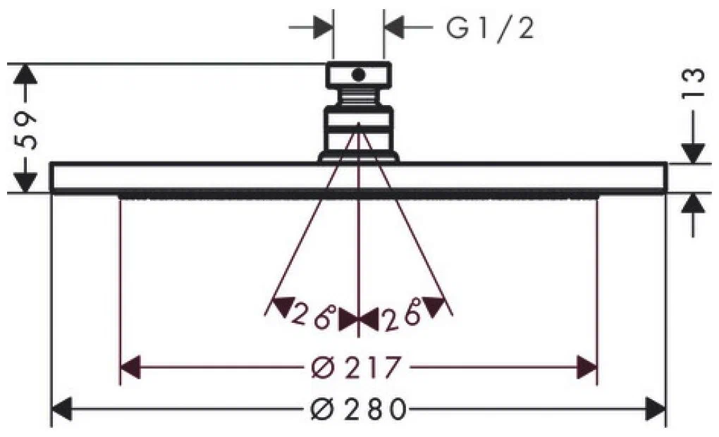 Верхний душ 280, черный Hansgrohe Croma 26220670