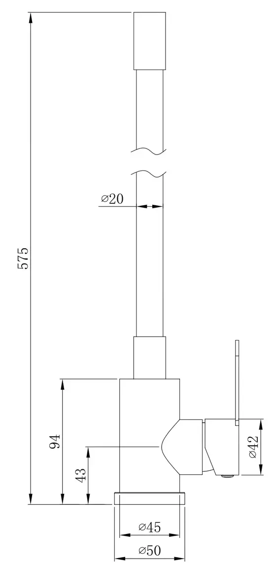 Смеситель для кухни, гибкий излив, черный, графит ESKO Snake K44Grafit