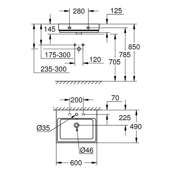 3947300H Cube Ceramic Раковина подвесная