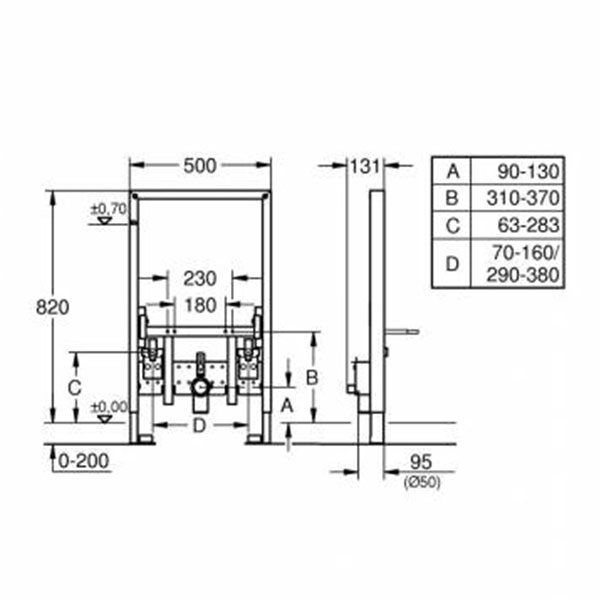 Инсталляция для биде, 82 см Grohe Rapid SL 38543000