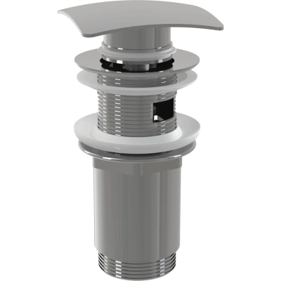 A393 Водослив для умывальника click/clack 5/4", цельнометаллический с квадратной заглушкой