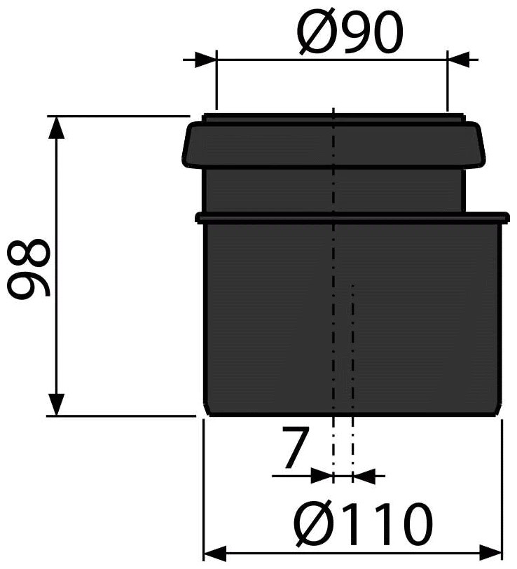 Соединитель для инсталляции 90/110 Alcaplast M907