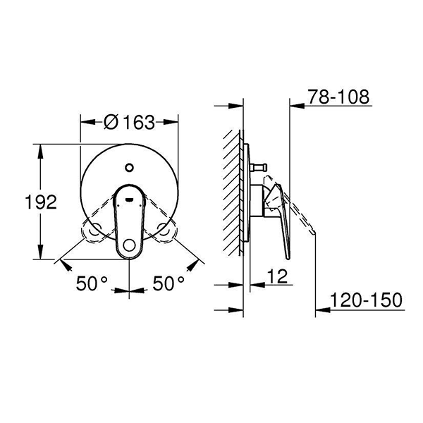 Набор для ванны со встроенным механизмом Grohe Europlus 1953602K