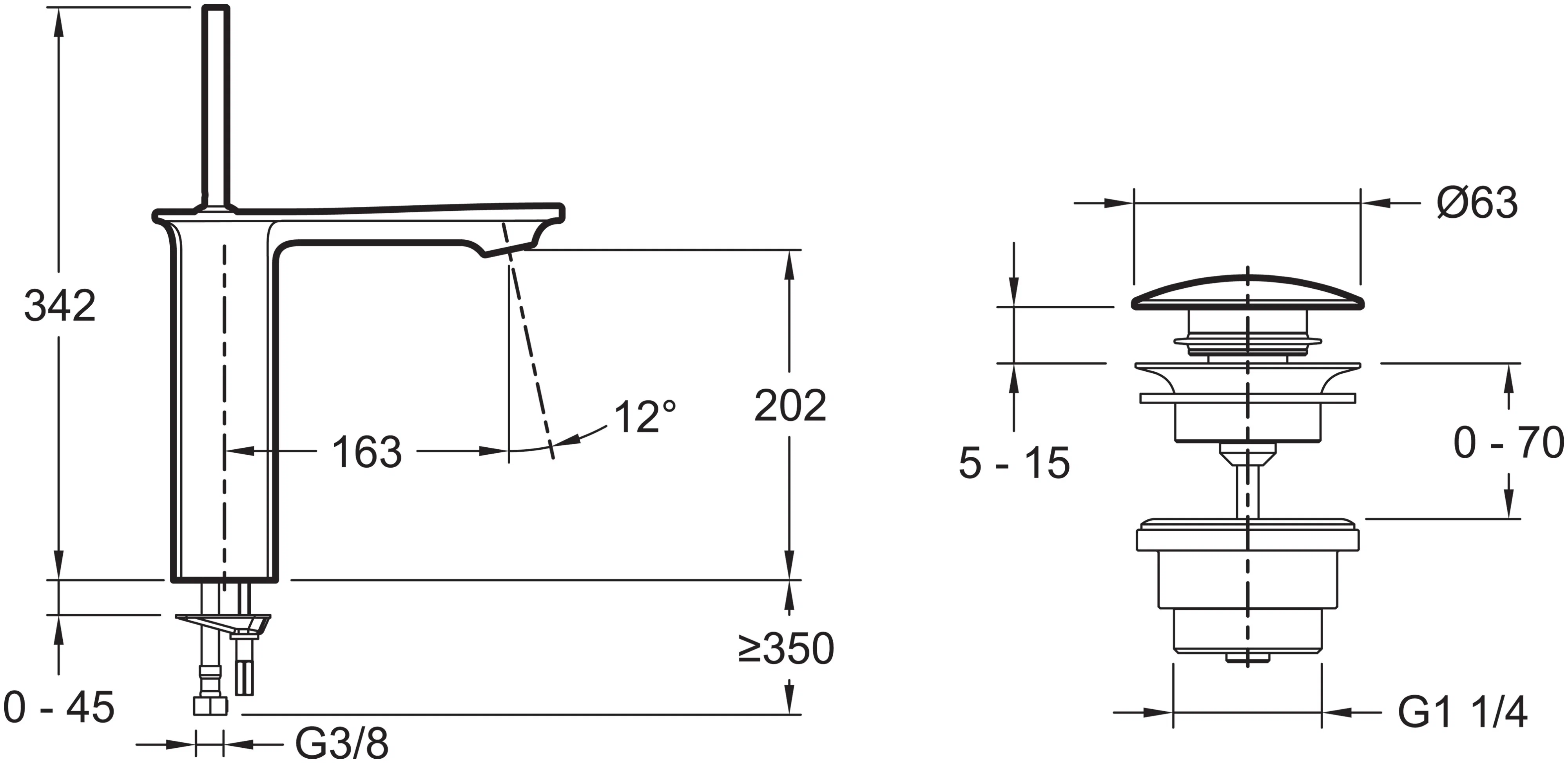 Смеситель для раковины, хром Jacob Delafon Stance E14761-CP