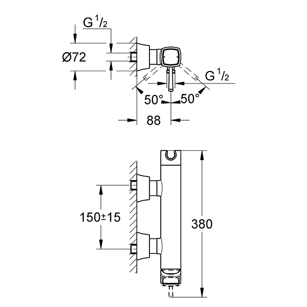 Смеситель для душа, наружный, хром Grohe Grandera 23316000