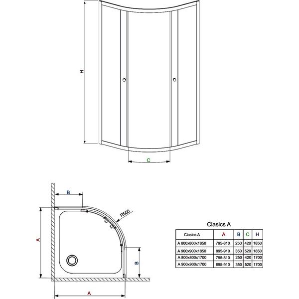 Душевая кабина 900х900х1700 Radaway Classic A 30001-01-01