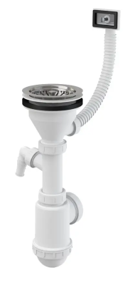 Сифон для раковины с нержавеющей peшeткой d115, гофропереливом и подводкой Alcaplast A447P-DN50/40