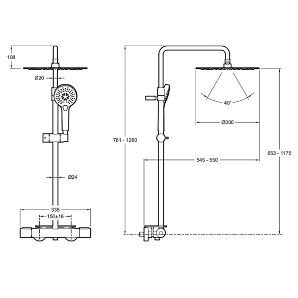 Душевая система с термостатом, черный Jacob Delafon Metro E26588-BL