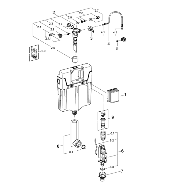 Смывной бачок, скрытый монтаж, пневматический Grohe GD2 38661000