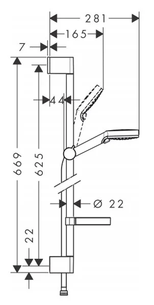 Душевой гарнитур 650 с мыльницей, хром Hansgrohe Crometta Vario 26553400