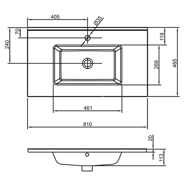 Раковина накладная 81, белая Jacob Delafon Ola EXTA112-00