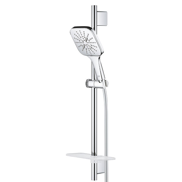 Душевой гарнитур 600, 3 вида струи, с полочкой, хром Grohe Rainshower SmartActive 130 Cube 26583000