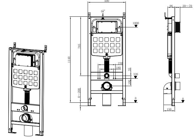 Инсталляция для подвесного унитаза, хром Nuca N5112P2702CH