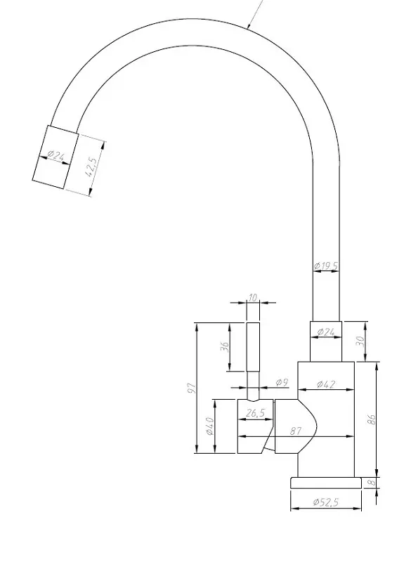 Смеситель для кухни, гибкий излив, серый ESKO Snake K44 G