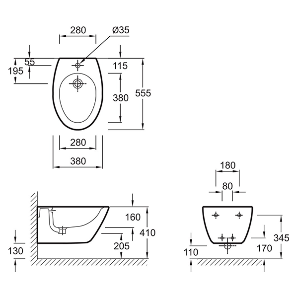 Биде подвесное, белое Jacob Delafon Presquile E4441-00