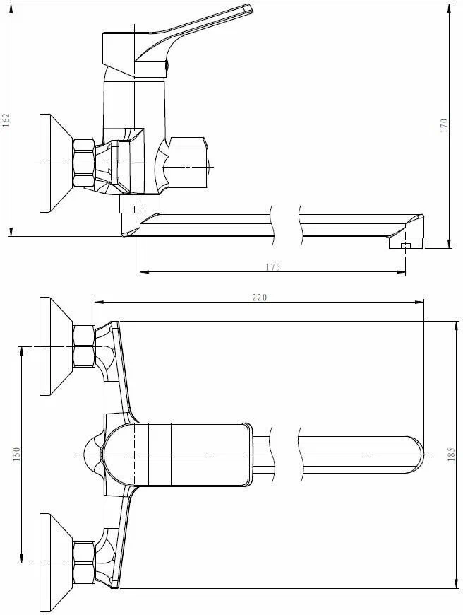 Смеситель для ванны, длинный излив, хром ESKO Eiger EG 30