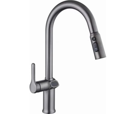 Смеситель для кухни, вытяжной излив, оружейная сталь ESKO K15GMLED