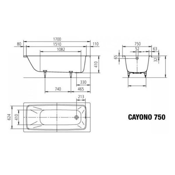 Ванна стальная 170х75 Kaldewei Cayono 750 275000010001