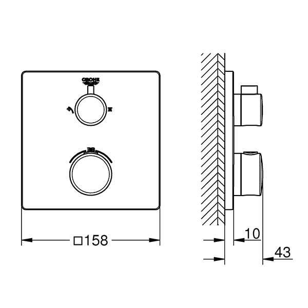 Термостат для душа с переключателем на 2 положения, хром Grohe Grohtherm 24079000
