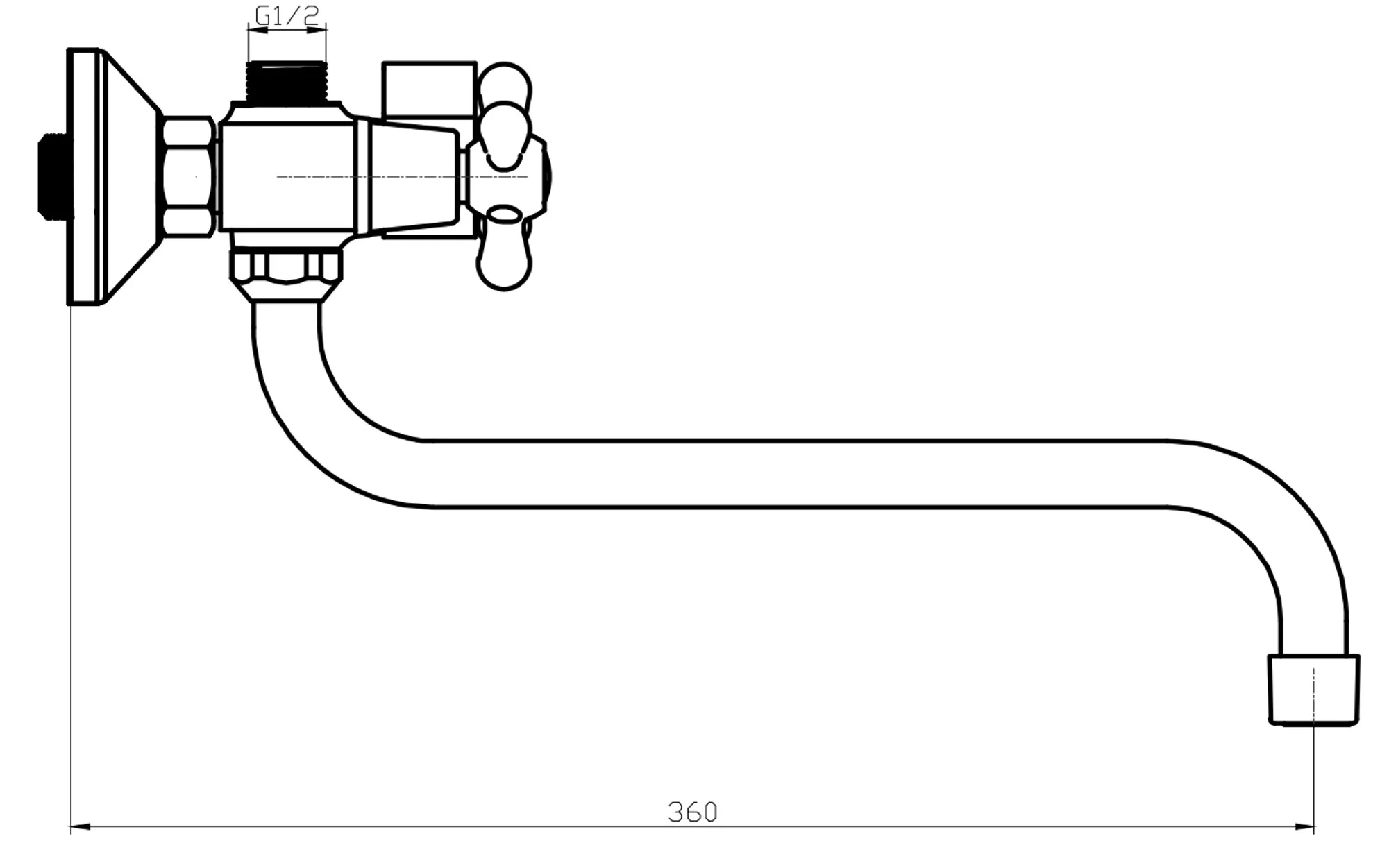Смеситель для ванны, длинный излив, хром VODA Ladoga LDG31