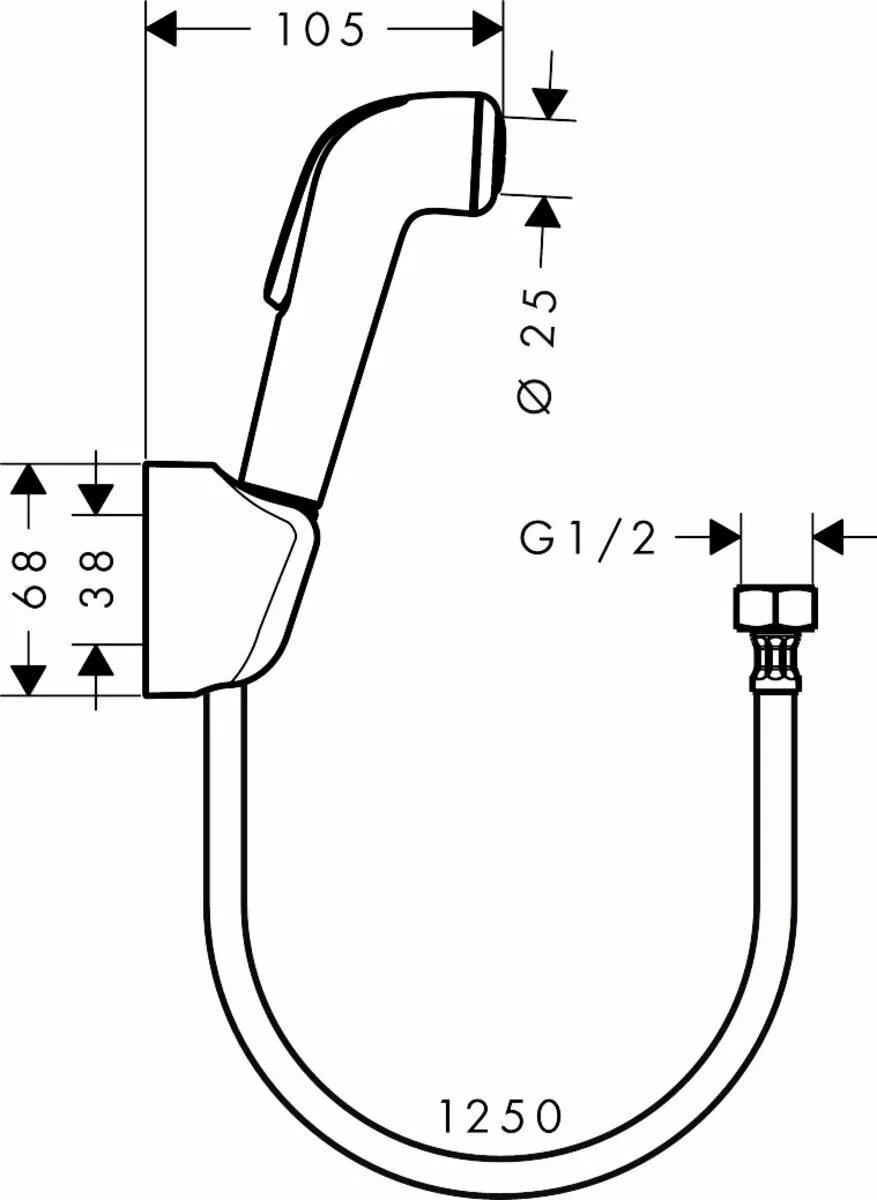 Гигиенический душ с держателем и шлангом 1250, хром Hansgrohe 32127000