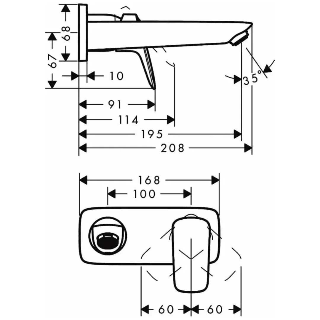 Смеситель для раковины, настенный, хром Hansgrohe Logis 71220000