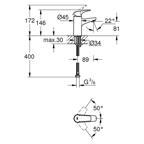 Смеситель для раковины, размер S, хром Grohe BauFlow 23752000
