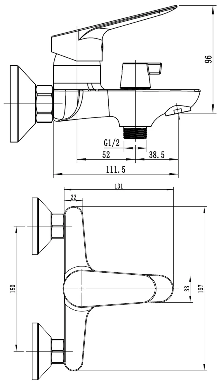 Смеситель для ванны, хром ESKO Kazan KZ54