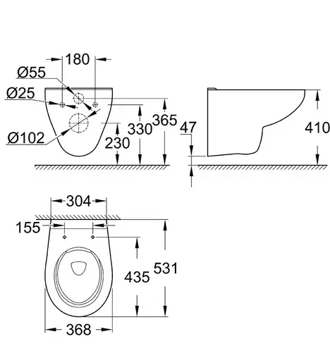 Комплект 5в1: Инсталляция с панелью смыва, унитаз с сиденьем Grohe Bau Ceramic Slim 36504000