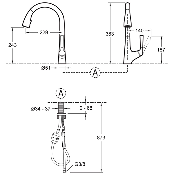 Смеситель для кухни, хром Jacob Delafon Malleco E562-VS