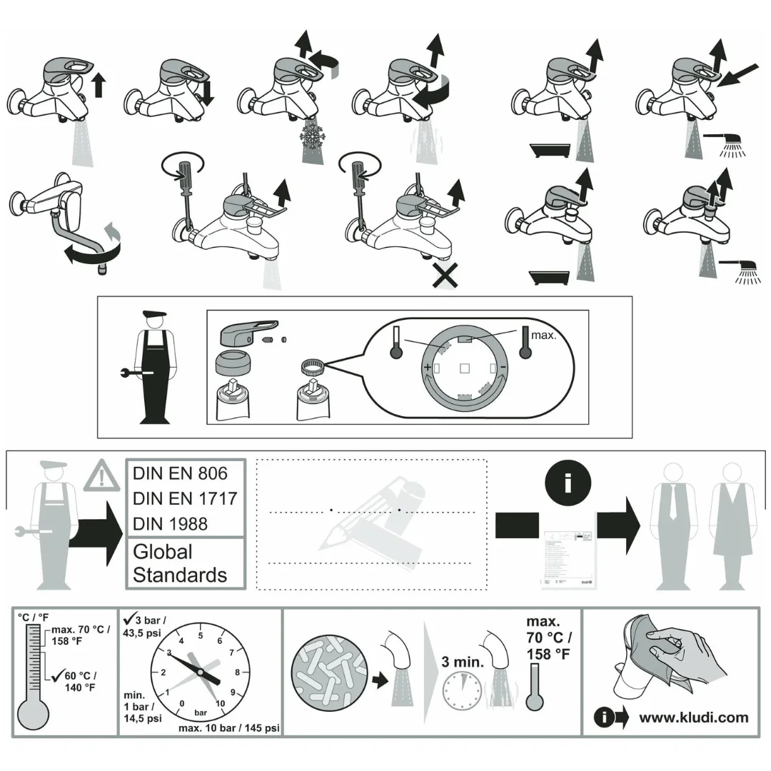 Смеситель для ванны, черный Kludi Bozz 386913976