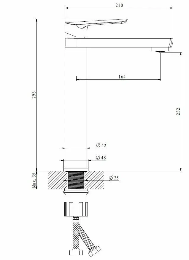 Смеситель для раковины, оружейная сталь ESKO Lagos LG25GM