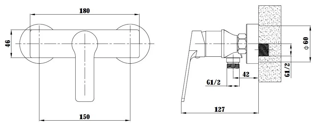 Смеситель для душа, черный ESKO Singapore black SB 80