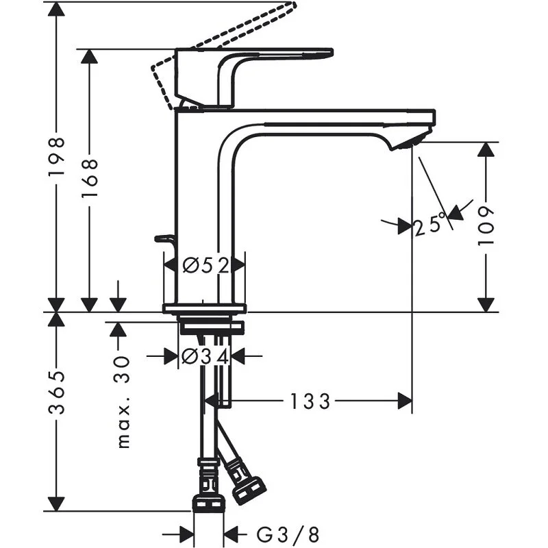 Смеситель для раковины 110, с донным клапаном, черный Hansgrohe Rebris S CoolStart EcoSmart 72588670