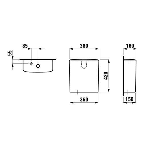 8287030002911 PALACE Бочок керамический с нижним подводом воды