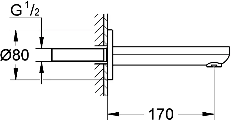 Излив для ванны, хром Grohe Eurosmart Cosmopolitan 13261000