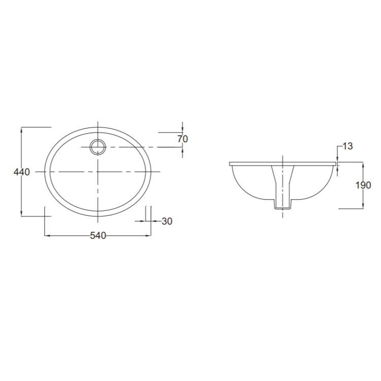 Раковина встраиваемая снизу 55, белая Jacob Delafon Caxton E2211-0