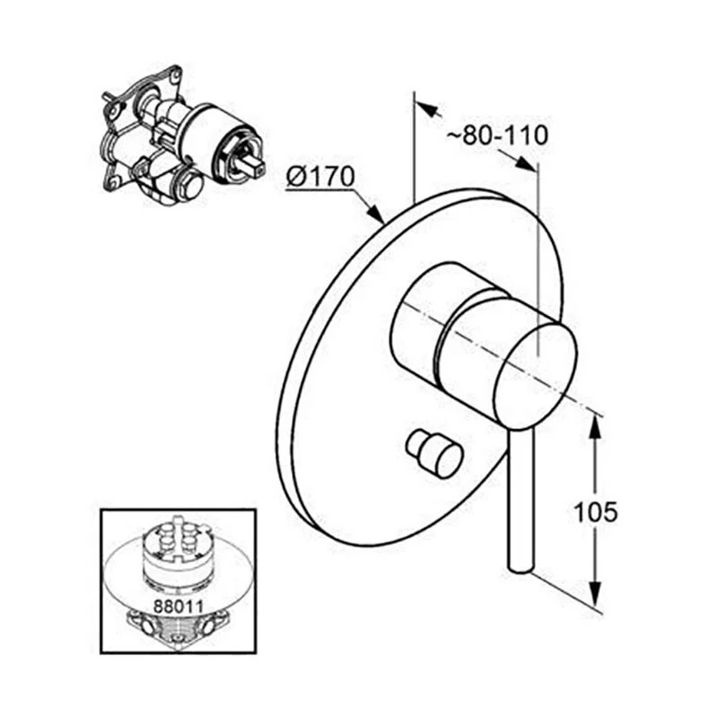 Смеситель для душа, встраиваемый, черный Kludi Bozz 386503976