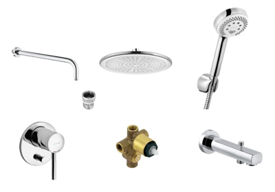 Душевая система со смесителем для ванны, встраиваемая, 7в1, хром Kludi Bozz 386310576