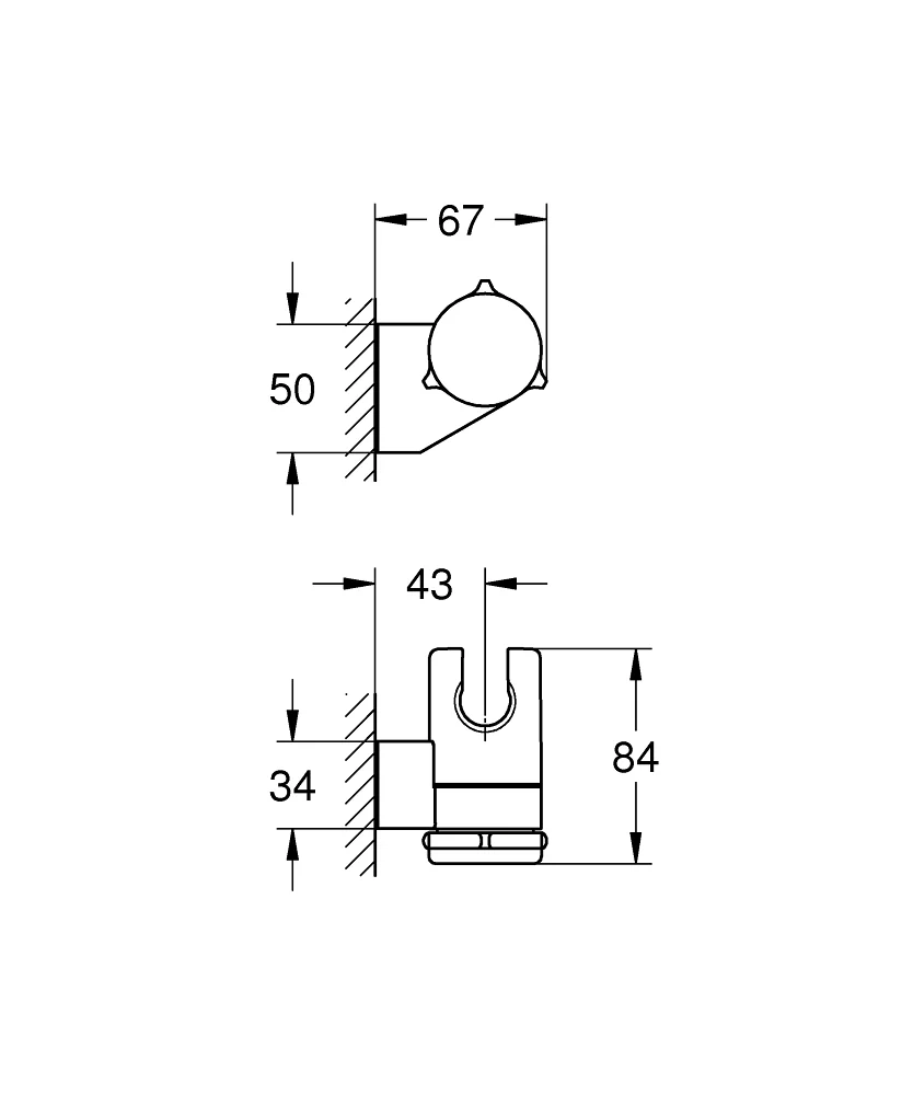 Держатель для душа, настенный, хром Grohe Tempesta 27595001