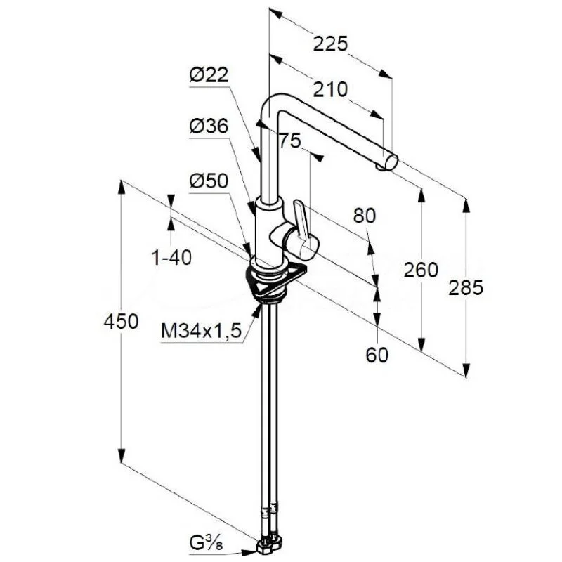 Смеситель для кухни, черный Kludi L-Ine 408033975