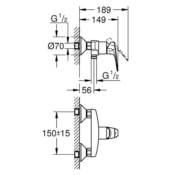 Смеситель для душа, наружный, хром Grohe BauFlow 23632000
