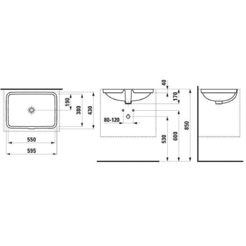 Раковина встраиваемая снизу 55, белая Laufen Pro 8119630001091