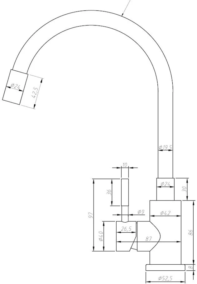 Смеситель для кухни, гибкий излив, белый ESKO Snake K44 W