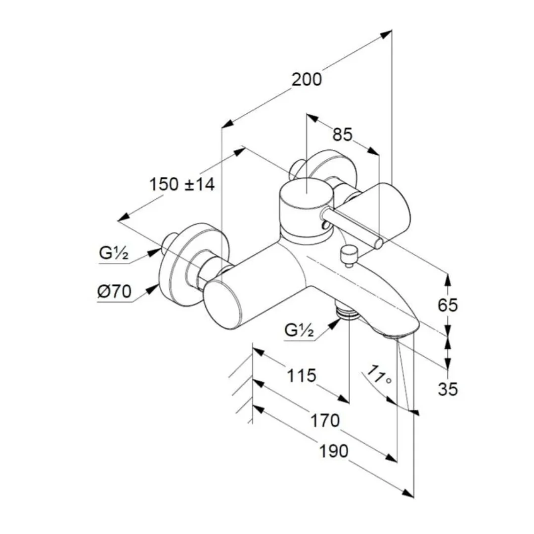 Смеситель для ванны, черный Kludi Bozz 386913976